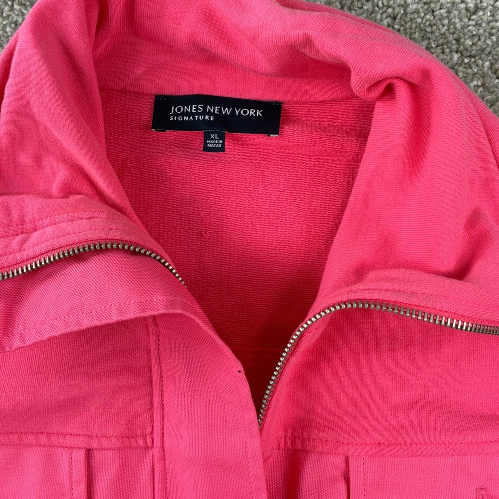 Jones New York Women's Jacket XL Bright Pink Utility Jacket Lightweight - Cute! - Picture 4 of 11